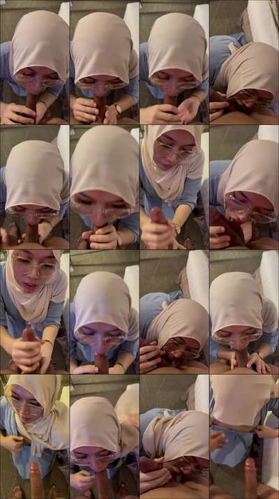 Hijab kacamata sepong kontol om